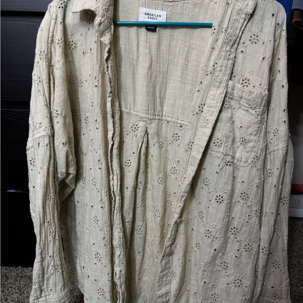 American Eagle Outfitters Cream Blouse